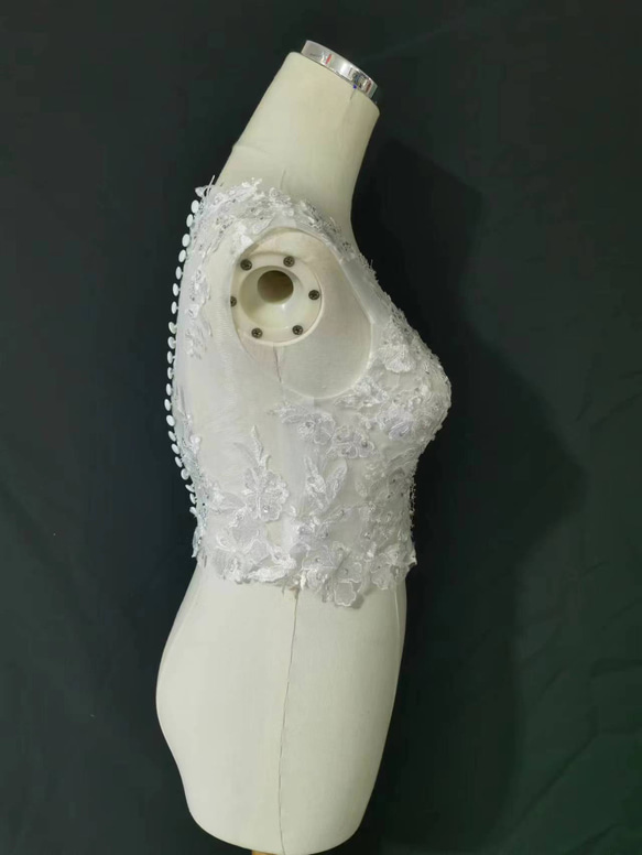美品！ ウエディングドレス 咲き誇る透け花レース   キラキラスパンコール   トップス /花嫁 2枚目の画像