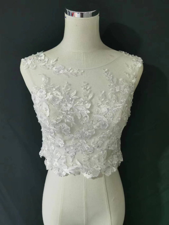 美品！ ウエディングドレス 咲き誇る透け花レース キラキラ  