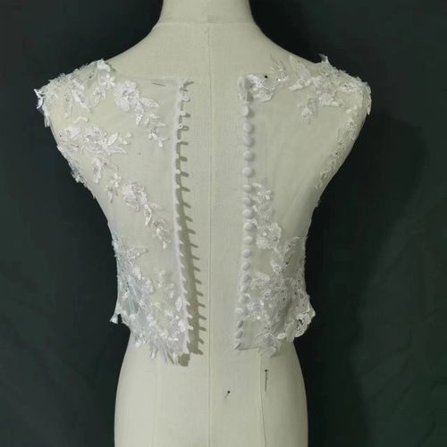 美品！ ウエディングドレス 咲き誇る透け花レース キラキラ  