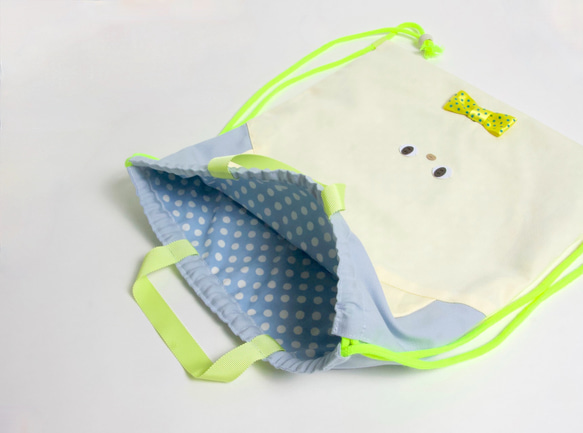 【３点セット】ねこ 入園入学セット クリームイエロー × くすみライトブルー Kids 10枚目の画像