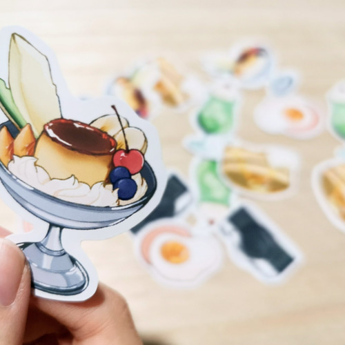 フレークシール 喫茶店とカメラ イラスト5種類×2 シール・ステッカー