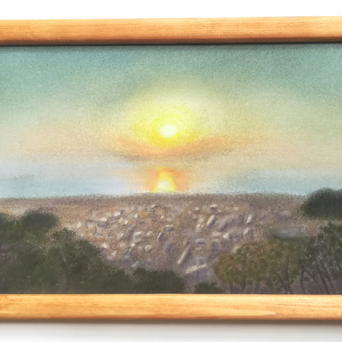 パステル画（原画）朝日。 パステル画（原画）朝日。