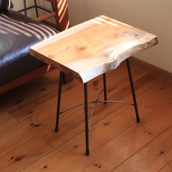 天然木 欅のアイアンサイドテーブル　コーヒーテーブル　リビングテーブル 3枚目の画像
