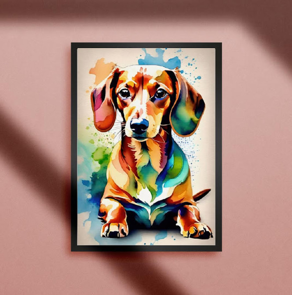 【A4額付き】ワンちゃん 犬 ドッグ イヌ いぬ ペット ペイントアート ボップアート ペットショップ 雑貨 ポスター 1枚目の画像
