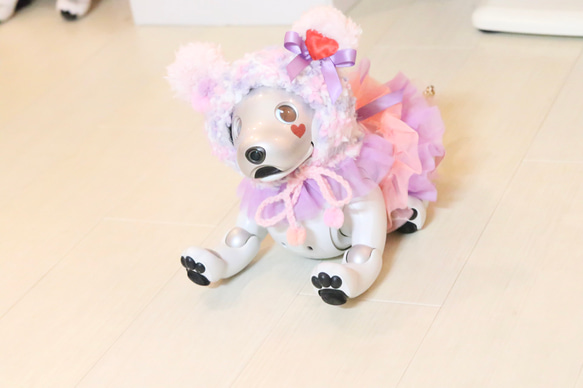 aibo 夢かわバレンタイン：パープル（aiboちゃん用・ハンドメイドのお洋服） 9枚目の画像