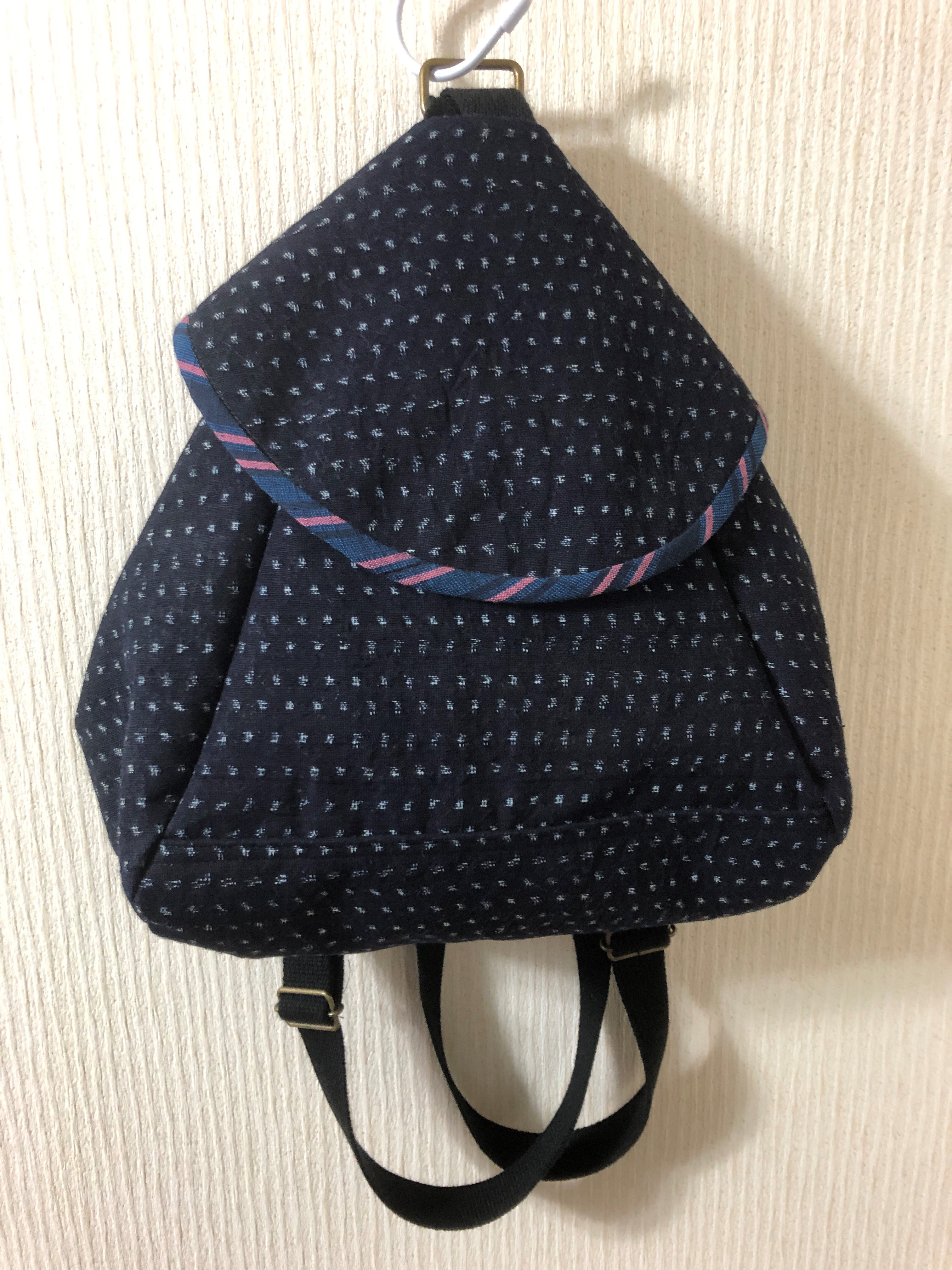 手作りのかすり柄リュック