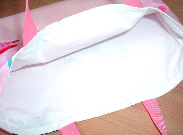 【入園入学準備】1300円➡1000円イラスト猫柄レッスンバッグ給食袋セット　ピンク 6枚目の画像