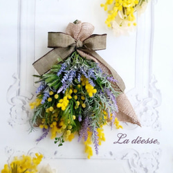 幸せのお月様＊ミモザ三日月リース＊ミモザムーンリース＊スワッグ