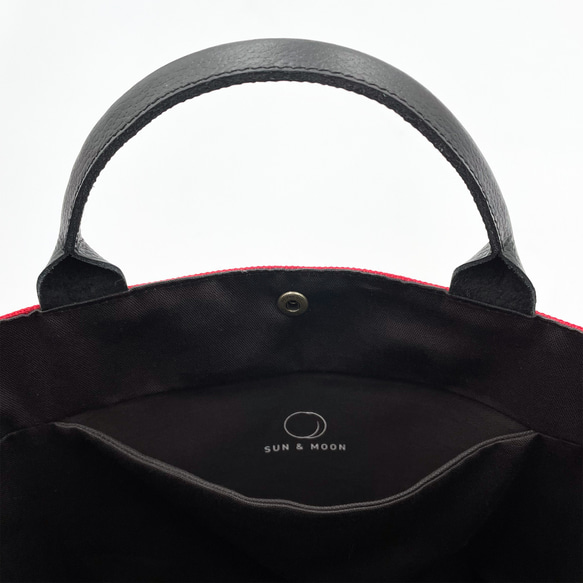 《受注制作》大人のための帆布トート【レッド×チャコールグレー】 4枚目の画像