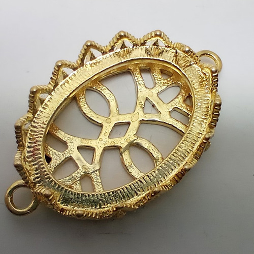 25×18mm用:ブラス製レース オーバルセッティングペンダント（K14