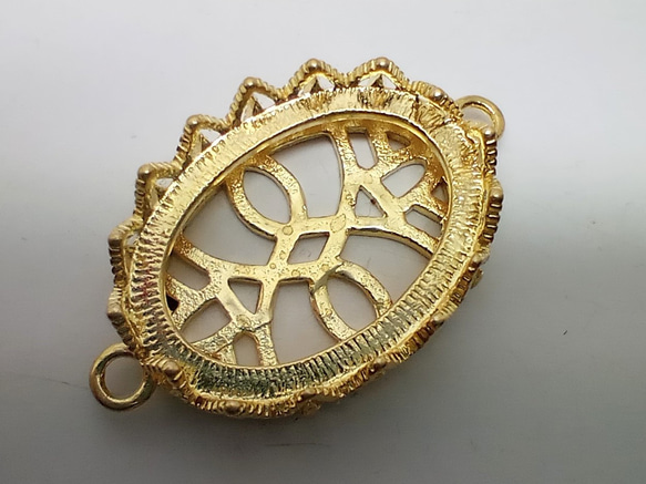 25×18mm用:ブラス製レース オーバルセッティングペンダント（K14