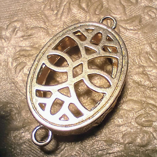 25×18mm用:ブラス製レース オーバルセッティングペンダント（K14