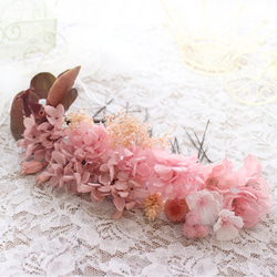くすみ紫系胡蝶蘭と桜ピンクの20輪セット　プリザーブドフラワーヘッドパーツ　ウェディング 成人式 卒業式 髪飾り 2枚目の画像