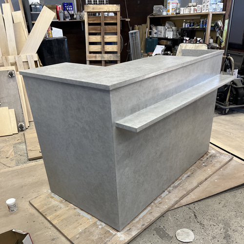 L型 石っぽいカウンター レジカウンター 受付カウンター 机・デスク