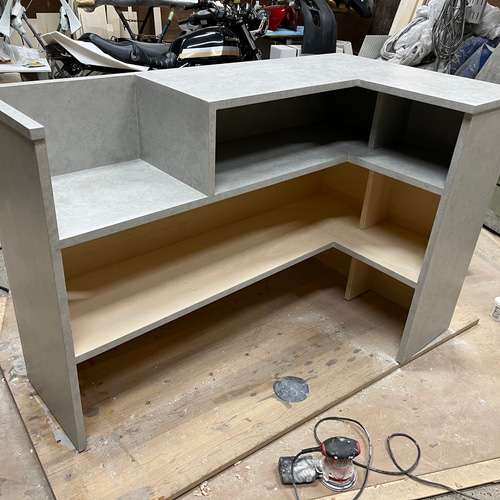 L型 石っぽいカウンター レジカウンター 受付カウンター 机・デスク