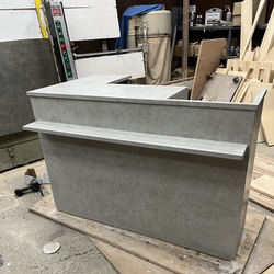 L型 石っぽいカウンター レジカウンター 受付カウンター 机・デスク