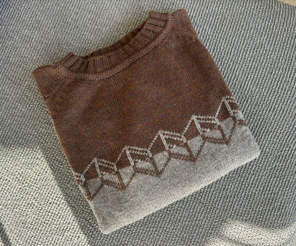手編み 男性セーター（茶＆グレー） 9枚目の画像
