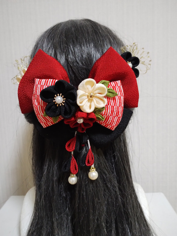 髪飾り 髪飾りえんじ リボンえんじ 成人式髪飾り 卒園式リボン 七五三  