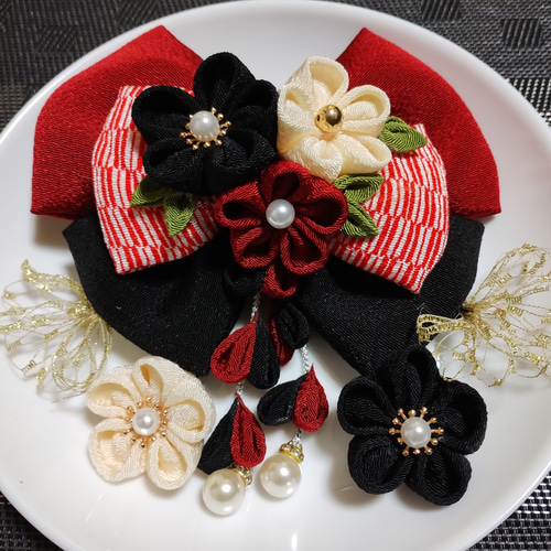 髪飾り 髪飾りえんじ リボンえんじ 成人式髪飾り 卒園式リボン 七五三  