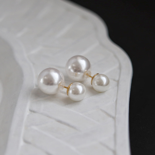 2way・8mm シェルパール + パールキャッチピアス ピアス（スタッド・一 