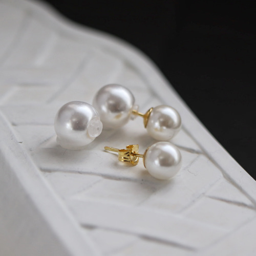 2way・8mm シェルパール + パールキャッチピアス ピアス（スタッド・一