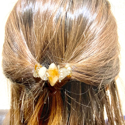 コレットマルーフ　天然石ポニー　シトリン Upcycle Large Metallic Glass Pony2022 | THE HAIR BAR TOKYO