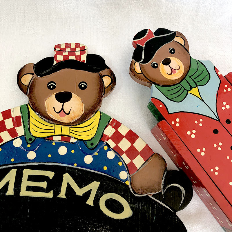 くまのミニ黒板・チョークボックスセット 木製　愉快なくまさん