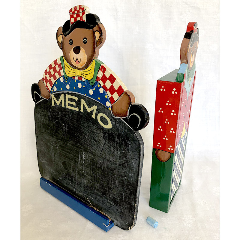 くまのミニ黒板・チョークボックスセット 木製　愉快なくまさん