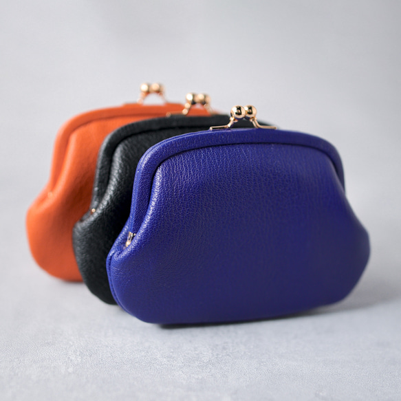 送料無料 フランス産 シェーブル レザー 小さい財布 革巻き がま口