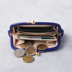 送料無料 フランス産 シェーブル レザー 小さい財布 革巻き がま口  ミニ財布 口金 ガマ口 AURAMU 6枚目の画像