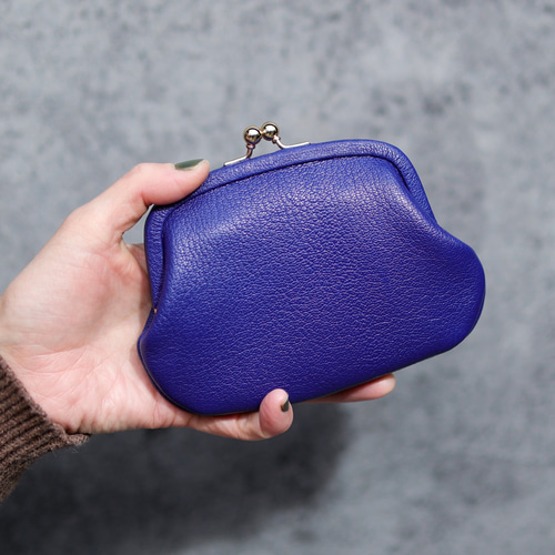 送料無料 フランス産 シェーブル レザー 小さい財布 革巻き がま口