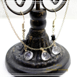 K Story 黑色尖晶石和水晶耳環和項鍊 de-110-ks-04 第3張的照片