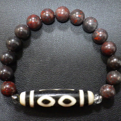 082083超希少✨チベット天眼石薬師仏眼✨老鉱石三眼天珠✨結晶戦国紅ブレス