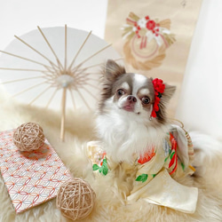 わんこの髪飾り＊椿の花＊着物 和装＊お正月 ひな祭り 七五三 ペット服