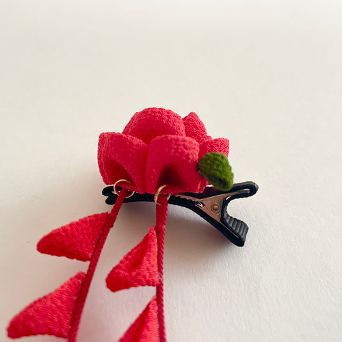 わんこの髪飾り＊椿の花＊着物 和装＊お正月 ひな祭り 七五三 ペット服