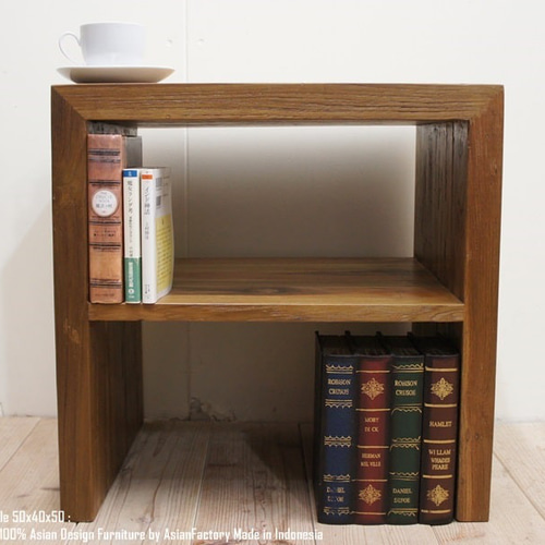 オールドチーク無垢材 オーディオラック 幅50cm×奥行40cm×高さ50cm NR