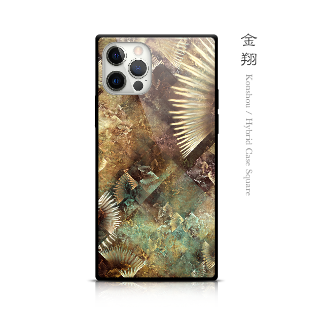 金翔 - 和風 四角型 強化ガラスiPhoneケース/iPhone17/17Pro/17ProMax/Airも対応