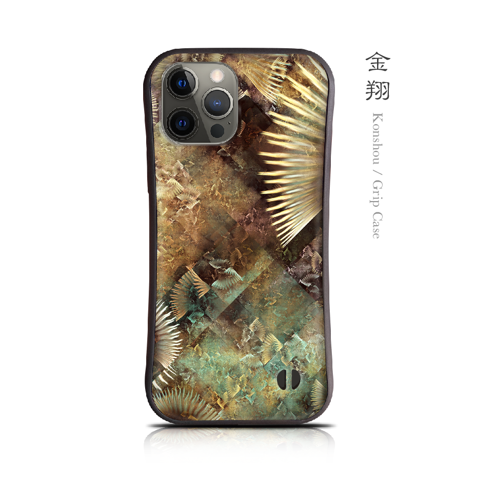 金翔 - 和風 耐衝撃グリップiPhoneケース【iPhone17シリーズ対応/スマホカバー/iface型/和柄】