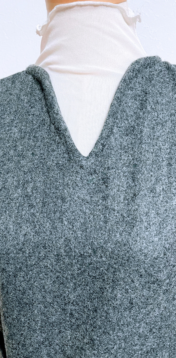 ＜ジャンスカ＞大人可愛いジャンパースカート　ウール１００％ふわふわメルトン生地✖️dark gray 2枚目の画像