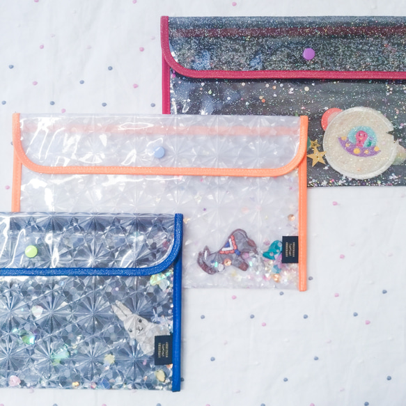 みゃーた様★専用 ジョリー フラットポーチ 手帳カバー ポケットケース オーダー シャカシャカフラットポーチ】ビニールブリーフケース 書類入れ 母子