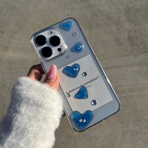 R119グリッターハートお目目 クリアケース iPhone全機種対応