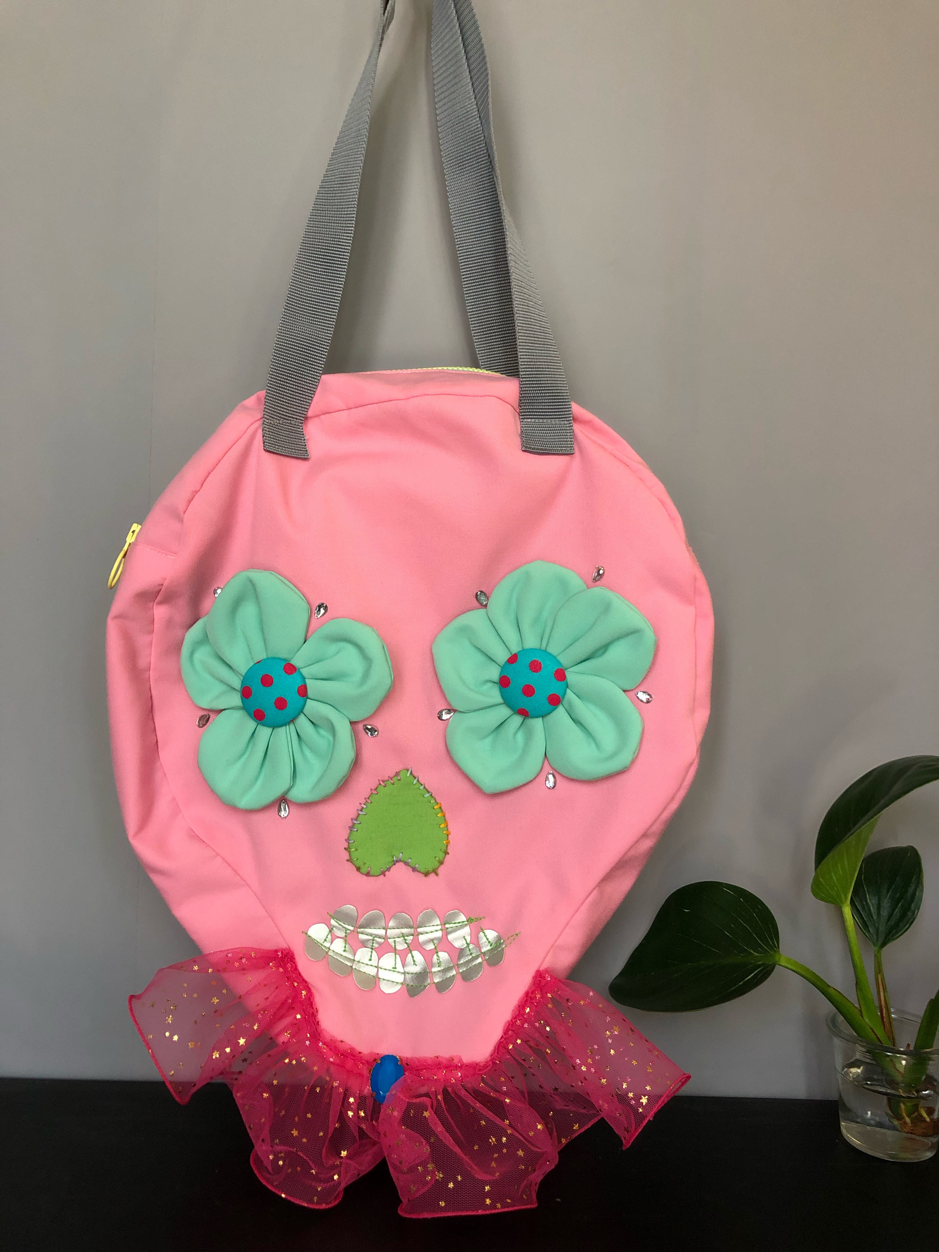 メキシカンスカルトートバッグ（ピンク）送料無料