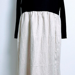 ＜バイカラー＞大人可愛いジャンパースカート　Black✖️natural　linen 3枚目の画像