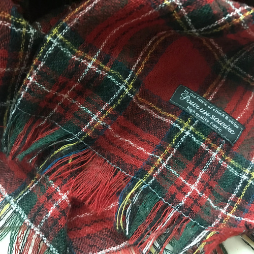 ウールガーゼ ストール マフラー 赤 レッド チェック ストール agnelet