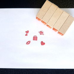 バレンタインのメッセージカードに！5ヶセットミニスタンプ(ゴム印) 2枚目の画像