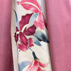 アクセントカラースカート フォーマル 着物リメイク ウエストゴム 和柄 調整付 フリーサイズ くすみピンク B60109 10枚目の画像