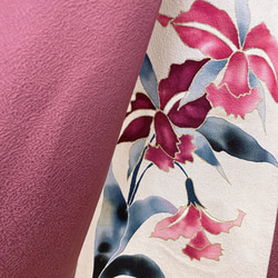 アクセントカラースカート フォーマル 着物リメイク ウエストゴム 和柄 調整付 フリーサイズ くすみピンク B60109 2枚目の画像