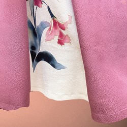 アクセントカラースカート フォーマル 着物リメイク ウエストゴム 和柄 調整付 フリーサイズ くすみピンク B60109 6枚目の画像