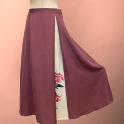 アクセントカラースカート フォーマル 着物リメイク ウエストゴム 和柄 調整付 フリーサイズ くすみピンク B60109 11枚目の画像