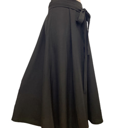 アクセントカラースカート フォーマル 着物リメイク ウエストゴム 和柄 調整付 フリーサイズ 黒 B60110 8枚目の画像